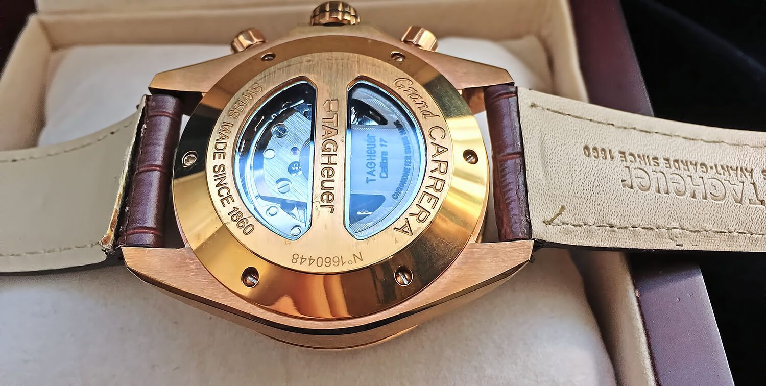 Тильна сторона копії годин TAG Heuer Grand Carrera Chronograph
